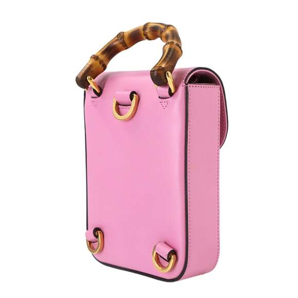 GUCCI Authentic Pink Leather Bamboo Shoulder Bag - Picture 4 of 10